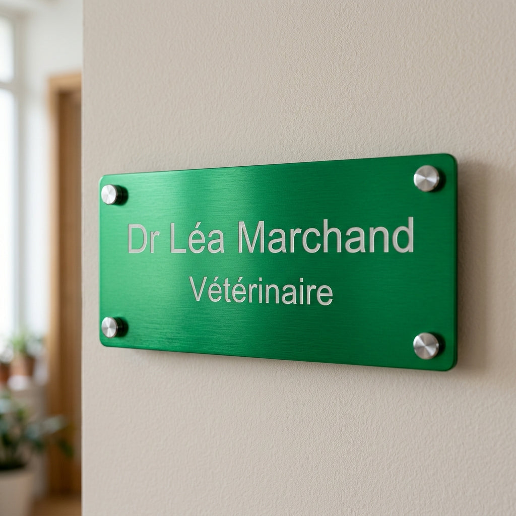 Plaque professionnelle gravée en aluminium (santé, droit, entreprise)