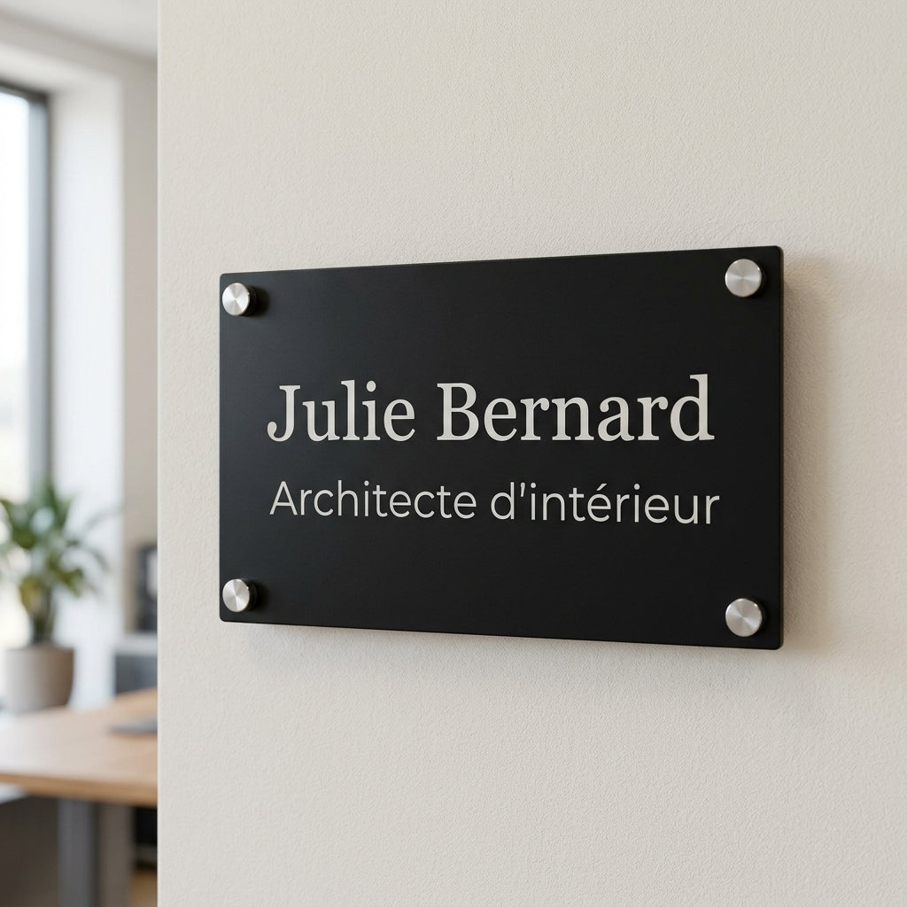 Plaque professionnelle gravée en aluminium (santé, droit, entreprise)