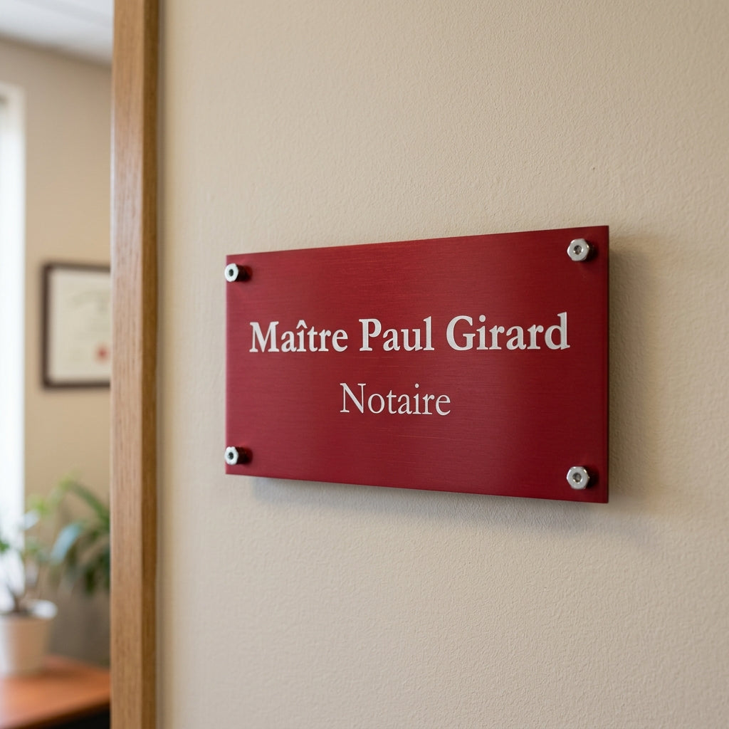 Plaque professionnelle gravée en aluminium (santé, droit, entreprise)