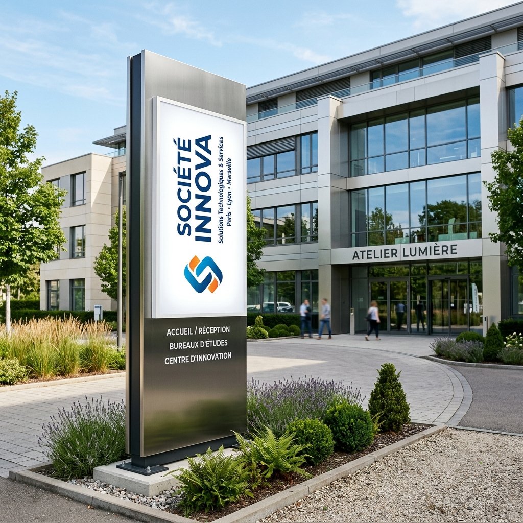 Totem signalétique extérieur d'entreprise