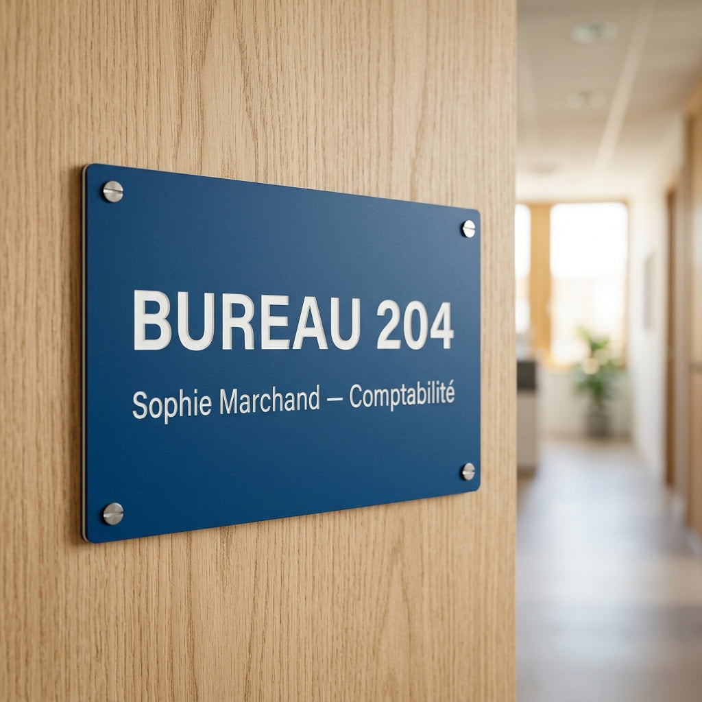 Plaque de porte en gravoply bicouche gravé — Bureau 204