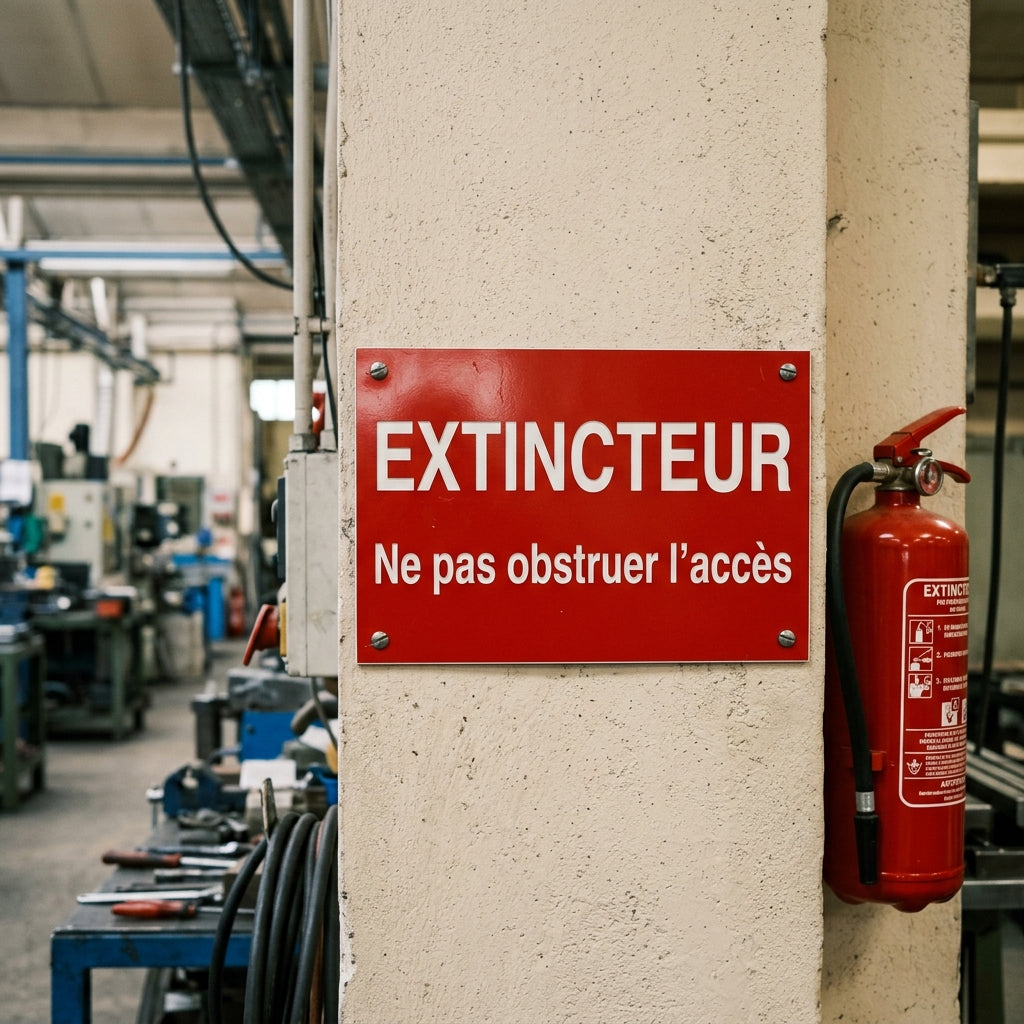 Plaque de sécurité gravée en gravoply — Extincteur