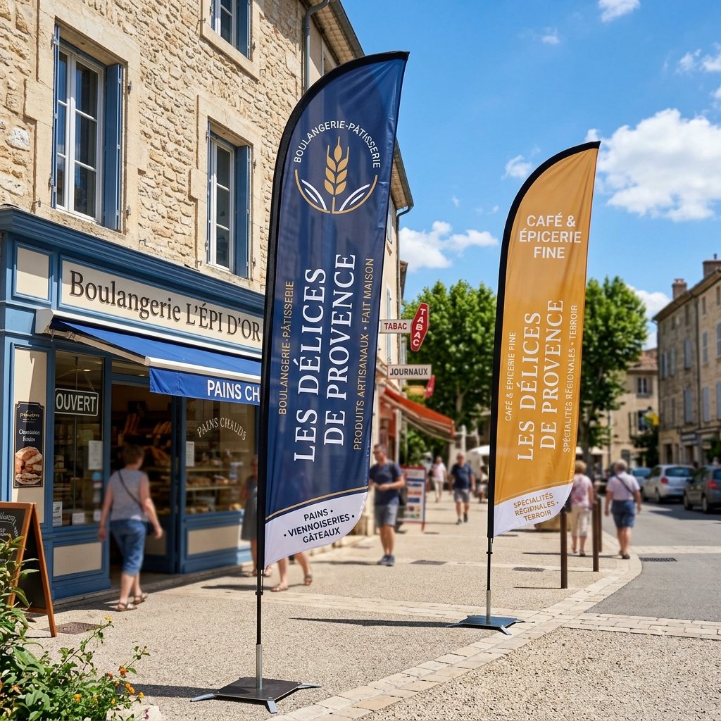 Oriflamme drapeau publicitaire extérieur