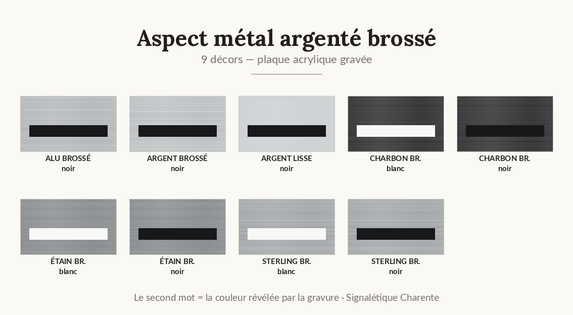 Nuancier acrylique aspect métal argenté brossé