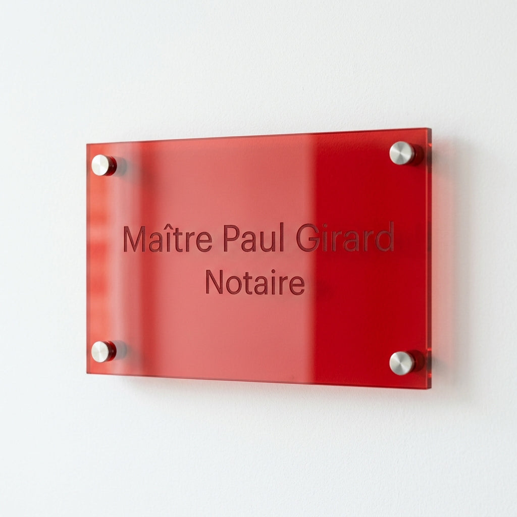 Plaque professionnelle gravée en plexiglas (santé, droit, entreprise)
