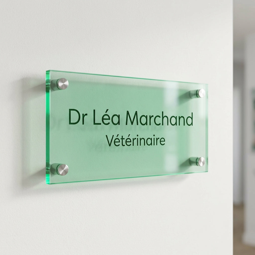 Plaque professionnelle gravée en plexiglas (santé, droit, entreprise)